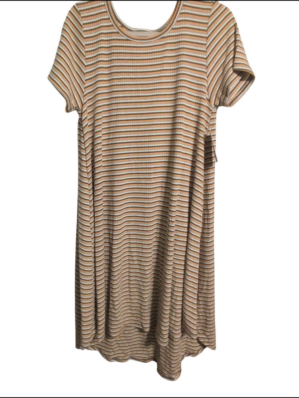 Nwt LuLaRoe Striped Sweater Style Dress Stretch Casual Travel Comfy Carly Large